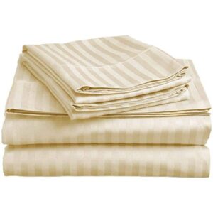 Glace Cotton Satin Striped Plain Bedsheet for Bed King / Queen Size with Two Pillow Covers