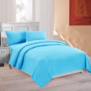 Glace Cotton Satin Striped Plain Bedsheet for Bed King / Queen Size with Two Pillow Covers